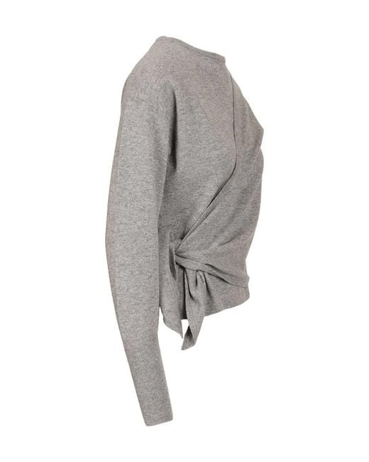FEDERICA TOSI Gray Tie-Detail Twin Set Knitwear