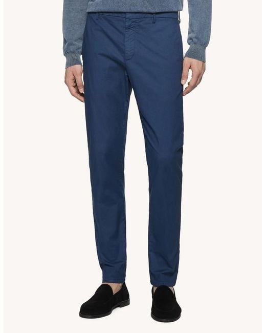 Dondup Blue Belt-Loop Casual Pants for men