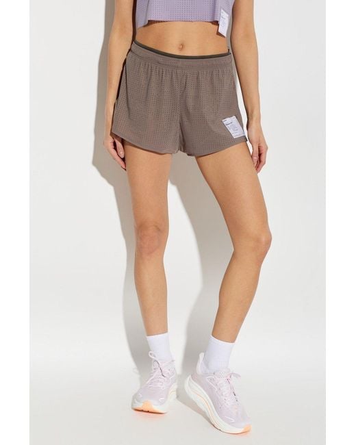 Satisfy Brown Space O Perforated Performance Shorts