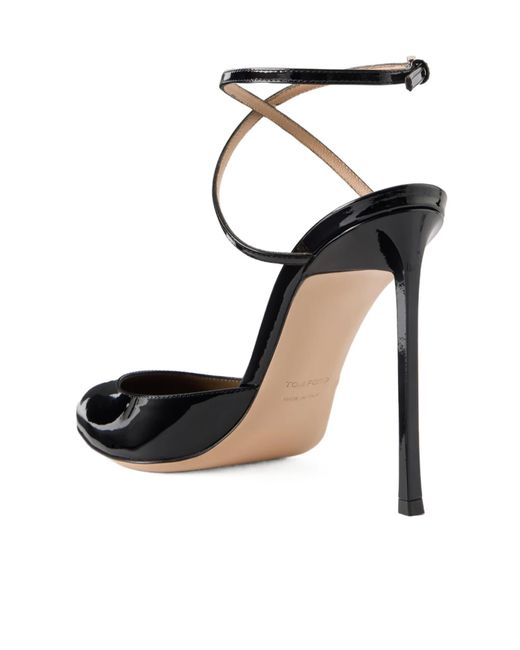 Tom Ford Black Patent-Leather Ankle-Strap Pumps