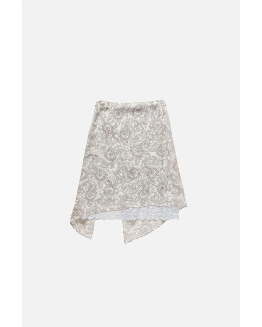 Acne Gray Paisley-Print Asymmetric Skirt