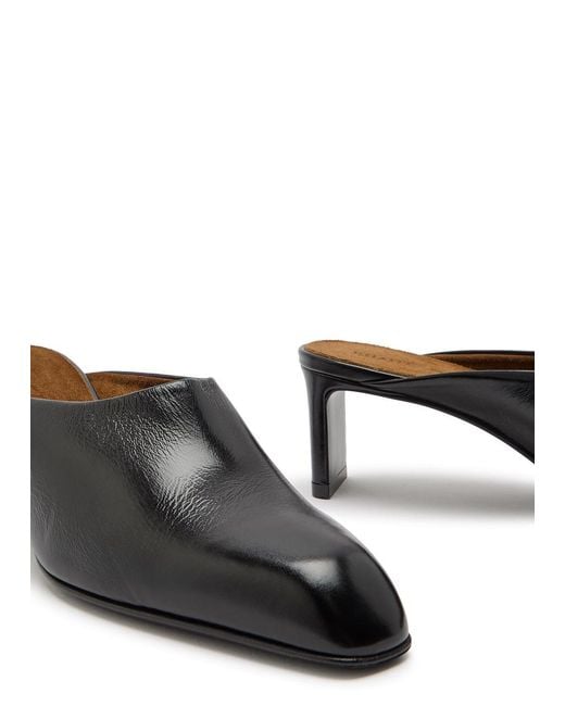 Khaite Black Glossed Leather Mules