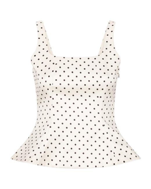 ROTATE BIRGER CHRISTENSEN White Polka Dot Sleeveless Top