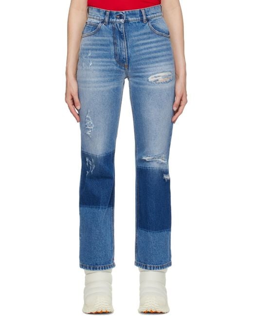 Moncler Blue X Palm Angels Straight Leg Distressed Jeans