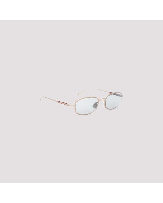 Brunello Cucinelli White Oval Metal Sunglasses for men