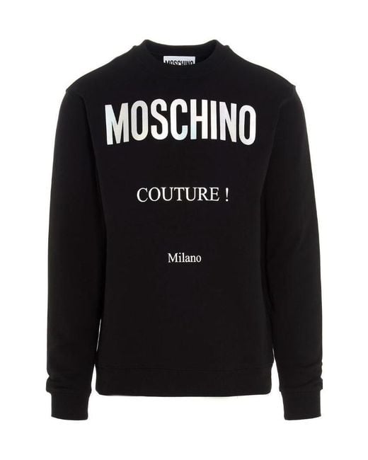 Moschino Black Embroidered Logo Sweatshirt for men