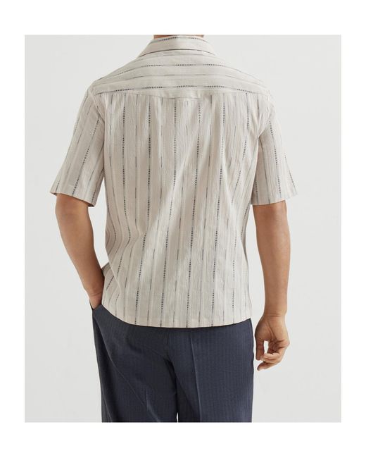 Brunello Cucinelli White Short-Sleeve Shirt for men