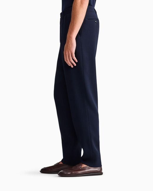 Giorgio Armani Blue Pleated Tailored Trousers for men
