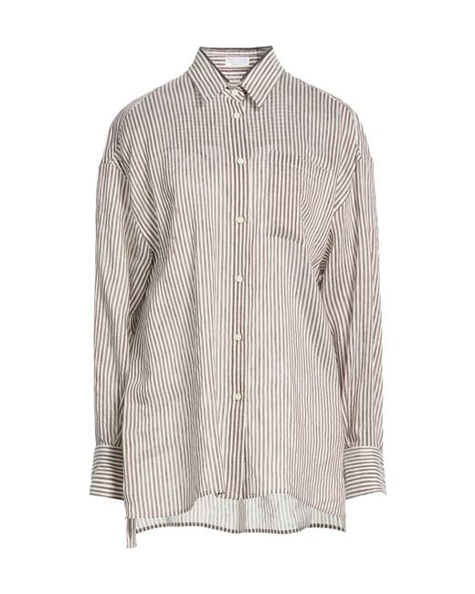 Brunello Cucinelli Gray Striped Long Shirt