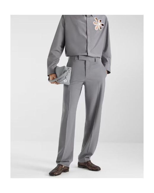 Fendi Gray Straight-Leg Tailored Pants for men