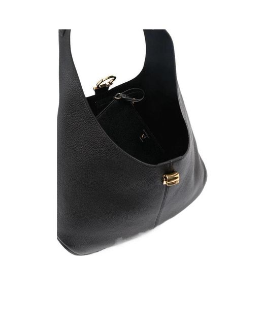 Ferragamo Black Small Gancini Hobo Bag