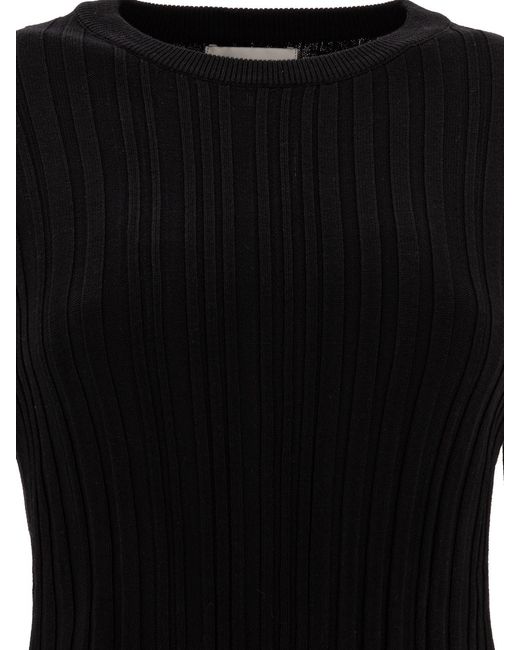 Loulou de Saison Black Elsa Ribbed Long Sleeve Top