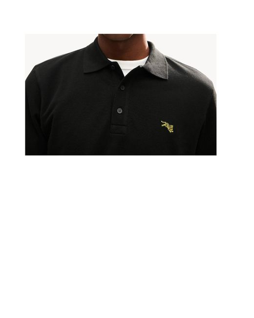 KENZO Black Jumping Tiger' Embroidered Slim Polo for men