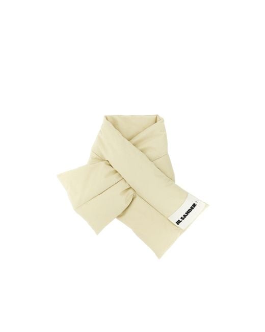 Jil Sander White Logo-Patch Down Scarf for men