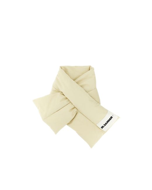 Jil Sander White Padded Logo-Patch Scarf for men