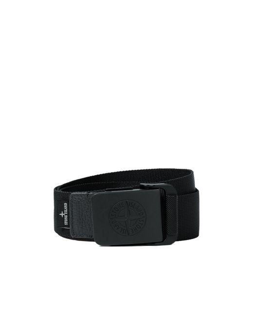 Stone Island Black Embossed Buckle Belt for men