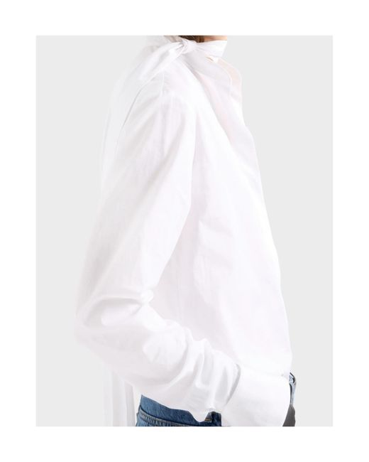7 For All Mankind White Long-Sleeve Bow-Tie Shirt