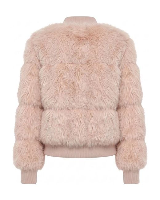 Patrizia Pepe Pink Faux-Fur Bomber Jacket