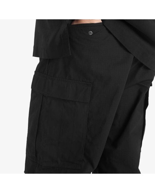 Nanamica Black Button Cargo Trousers for men