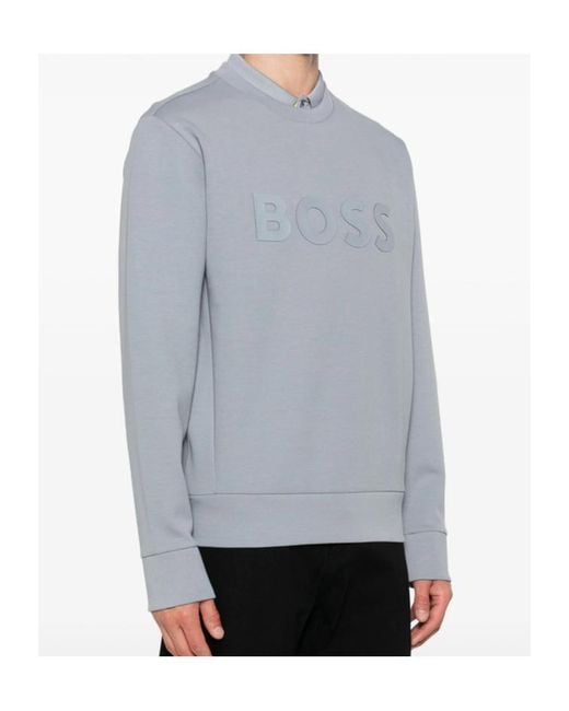 Boss Gray Boss Logo Printed Crewneck Sweatshirt for men