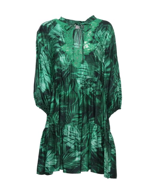 Ermanno Scervino Green Leaf Printed Dress