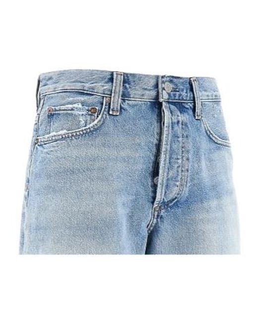 Agolde Blue Denim Shorts With Belt Loops