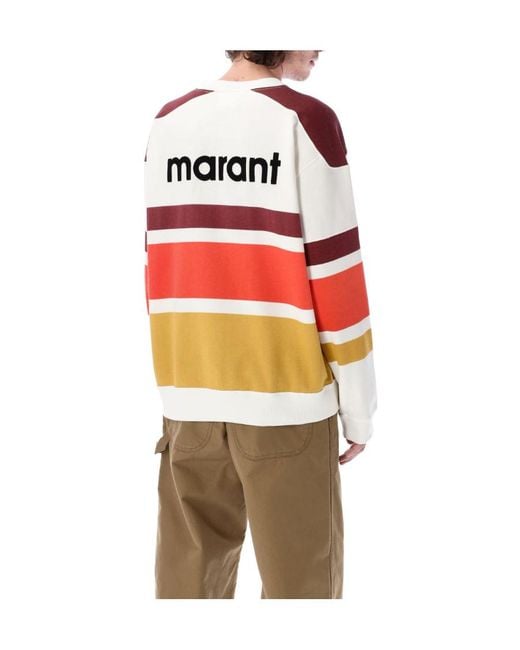 Isabel Marant Red Logo Printed Striped Sweatshirt for men