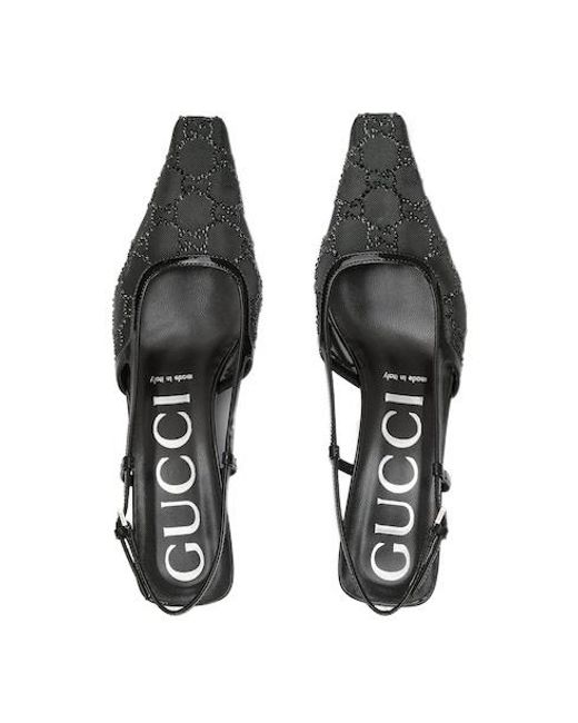 Gucci Black Gg Crystal Slingback Pump, Uk