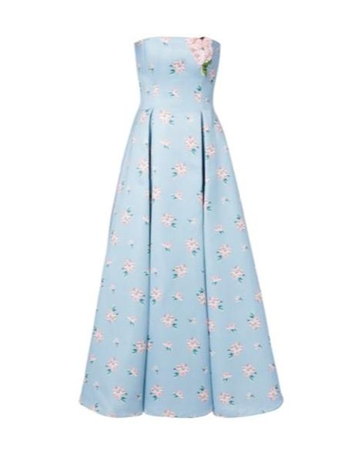 Leo Blue Nora Floral Bustier Gown