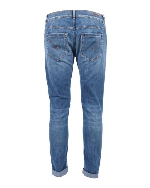Dondup Blue Straight-Leg Slim Fit Jeans for men