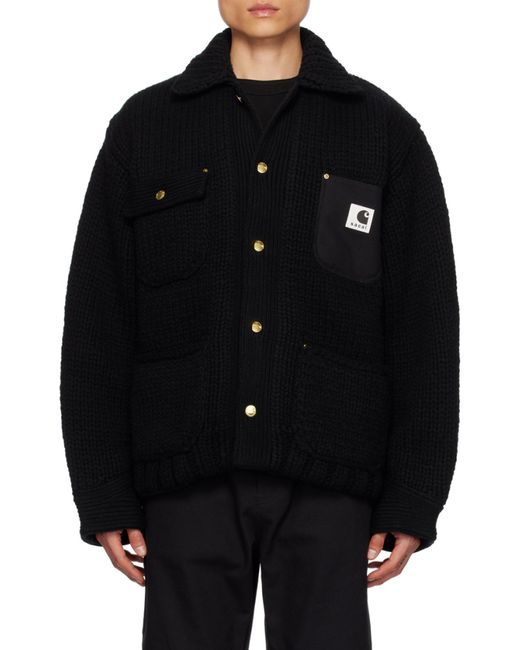 Sacai Black X Carhartt Wip Knitted Shirt Jacket for men