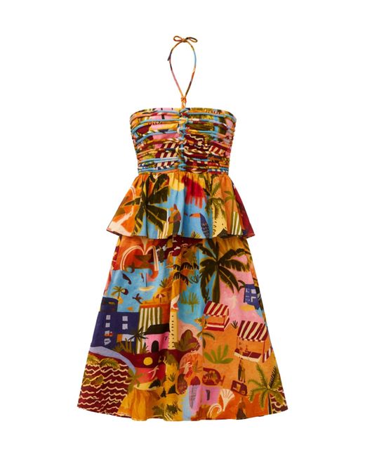 Farm Rio White Tropical Painting Dress