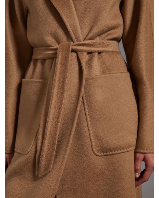 Max Mara Natural Long-Sleeved Coat With A Stand-Up Collar
