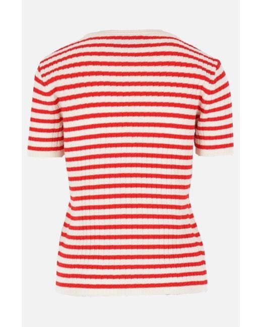Valentino Red Striped Crewneck Jumper