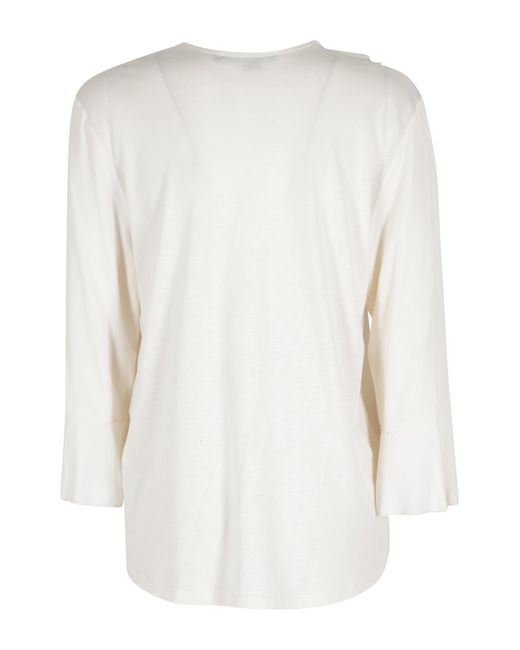 Seventy White V-Neck Ruffled Blouse