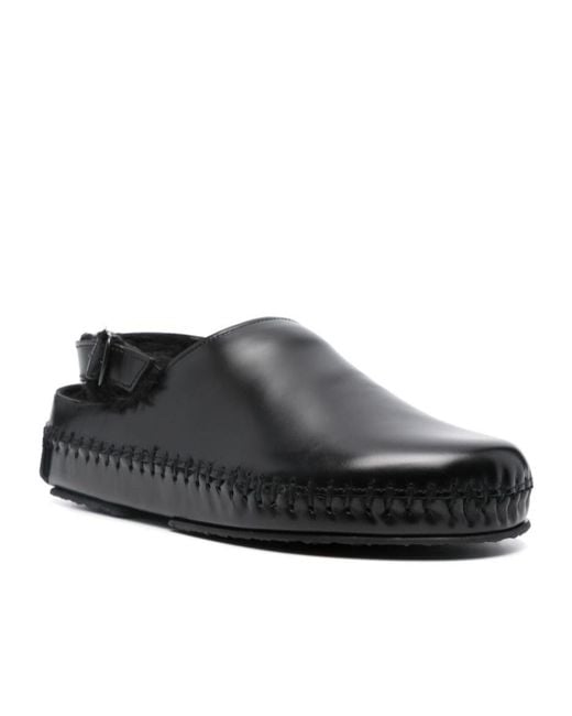 Hereu Black Round-Headed Flat Sandals