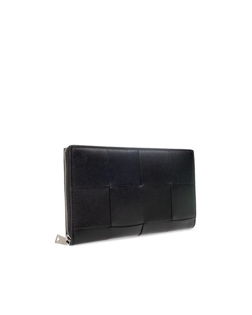 Bottega Veneta Black Cassette Zip Around Wallet for men