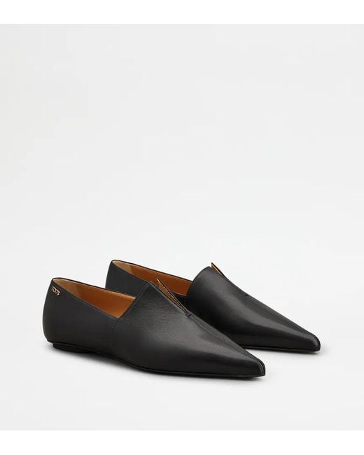 Tod's Black Pointed Flat Ballerinas