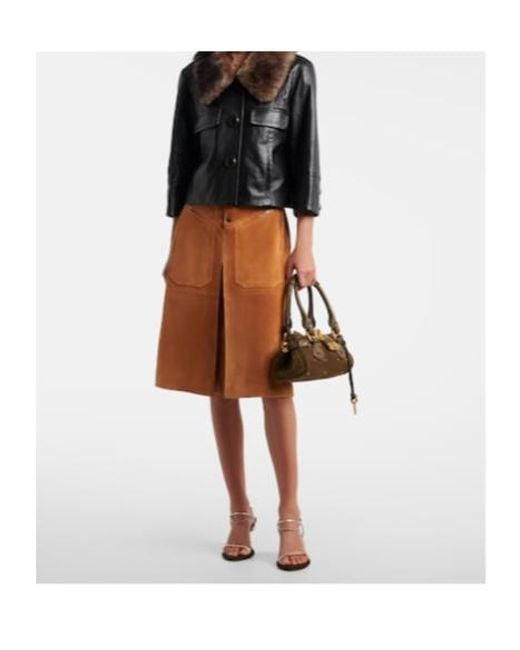 Chloé Brown Suede Midi Skirt