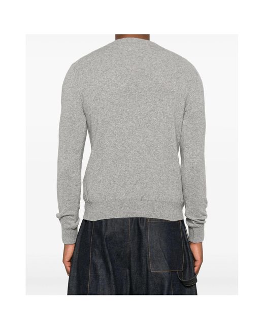 COMME DES GARÇONS PLAY Gray Comme Des Garçons Play Logo Patch Crewneck Cardigan for men