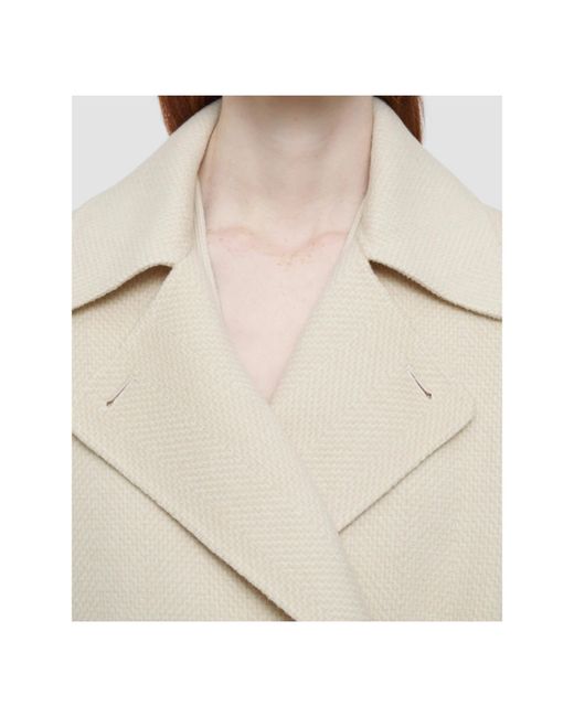 Joseph White Navarre Linear Double Face Wool Coat