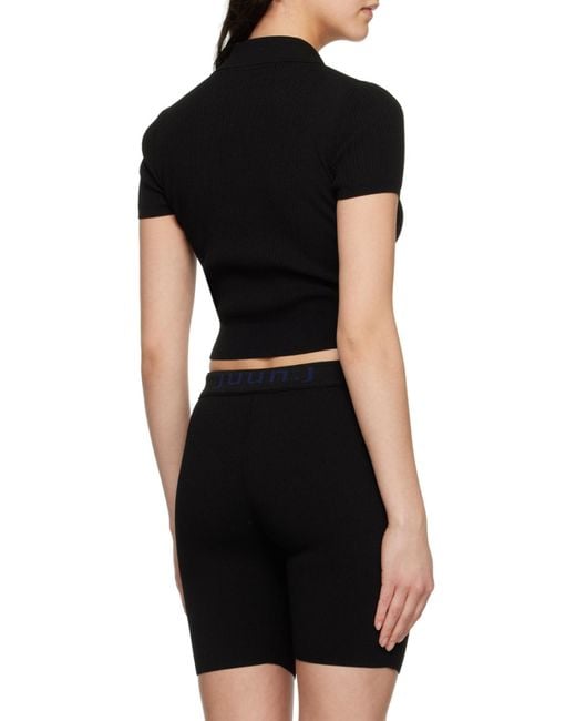 Juun.J Black Open Spread Polo Shirt