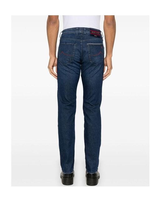 Jacob Cohen Blue Belt-Loop Jeans for men