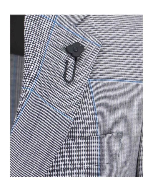 Lardini Gray Single-Breasted Checked Blazer for men