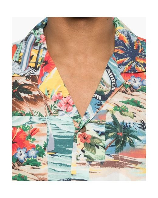 Polo Ralph Lauren Gray Light Short-Sleeved Shirt With Tropical Print for men
