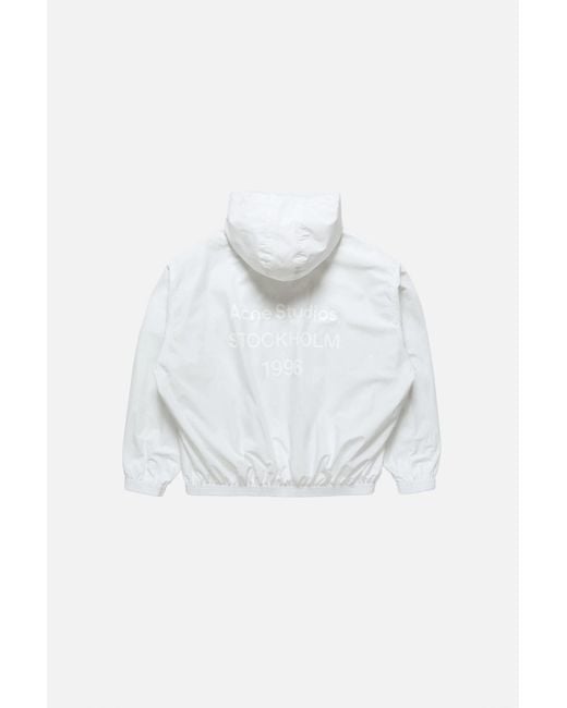 Acne White Hooded Zip-Up Jacket for men