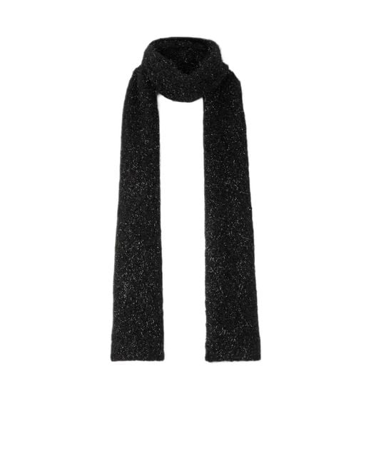 Dries Van Noten Black Metallized Knit Scarf