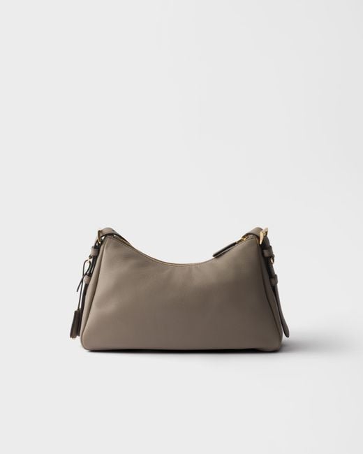 Prada Gray Aimée Zipped Medium Shoulder Bag