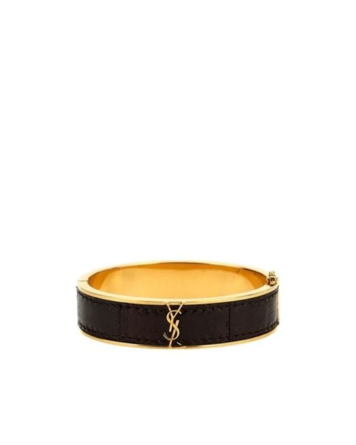 Saint Laurent Multicolor 'Ysl' Leather Inlay Bracelet
