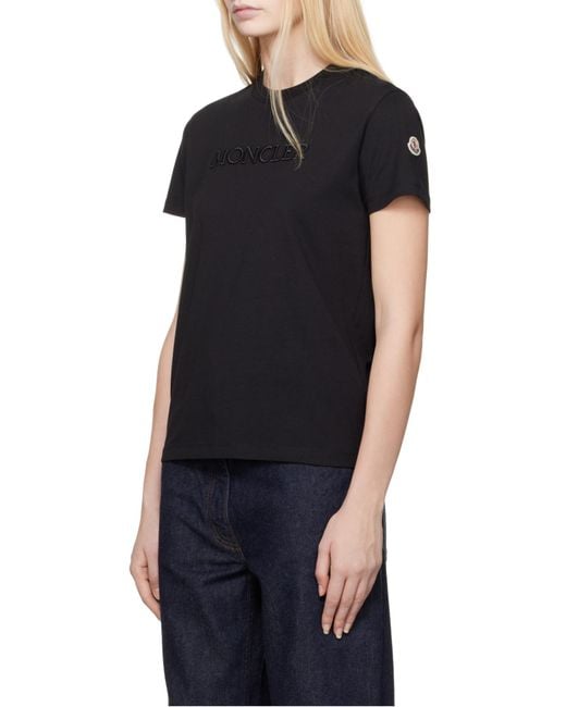 Moncler Black Logo Embroidered Crewneck T-Shirt